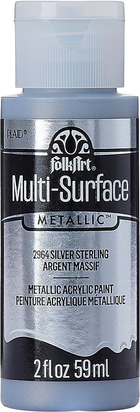 folk art metallic sterling silver paint on fabric|FolkArt multisurface metallic paint, 2 oz, Sterling Silver.